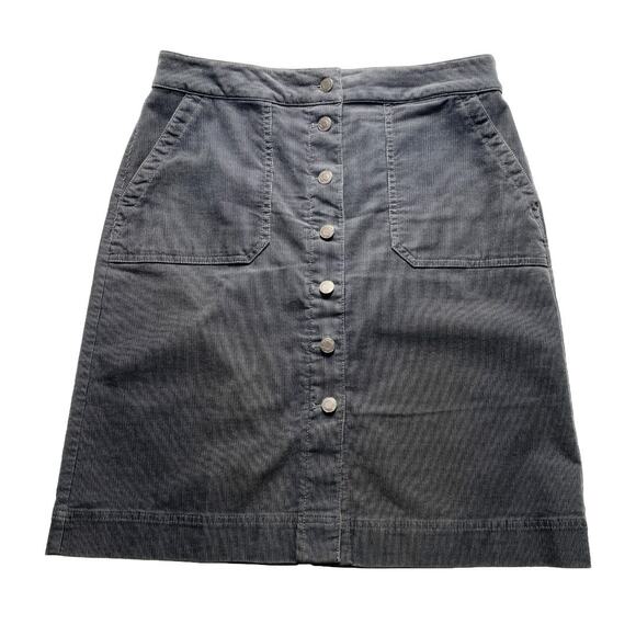 Talbots Grey Corduroy Button Front Skirt Size 8 Workwear Essential - Picture 1 of 10